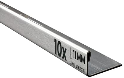 10x L-Profil Edelstahlschiene Fliesenprofil Fliesenschiene Edelstahl V2A L250cm 11mm gebürstet