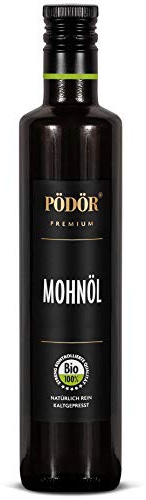 PÖDÖR - Bio Mohnöl 500 ml - kaltgepresst - naturbelassen - ungefiltert