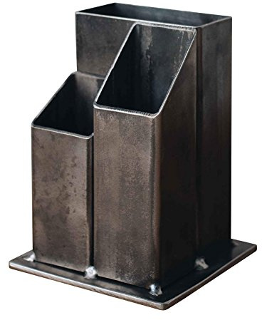 Original BestLoft® Stiftehalter aus Rohstahl - Stifteköcher im Industriedesign fürs Büro oder zu Hause Grau Metallic