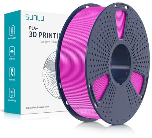 SUNLU PLA Plus 3D Drucker Filament, PLA+ Filament 1.75mm, sauber gewickeltes, robustes 3D Filament, kompatibel mit 3D FDM Druckern, Maßgenauigkeit +/- 0.02 mm, 1kgSpule(2.2Pfund), Fuchsie