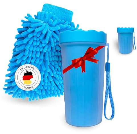 Goldthal®️ Das Original Pfotenreiniger für Hunde mit Microfaser Handschuh, Keine schmutzige Pfoten mehr für große oder kleine Pfoten