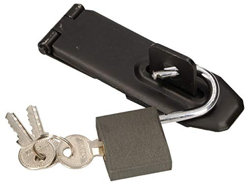 KOTARBAU® Überfalle Mit Vorhängeschloss Verschiedene Gr.Überfallscharnier Überwurf Panzerriegel Türschloss Sicherheitsüberfalle Pulverbeschichtet Haspe (95 mm)