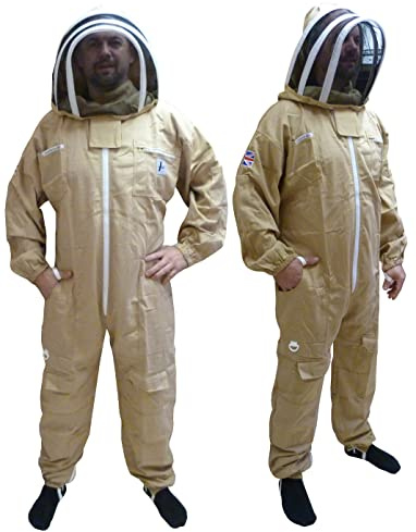 AGS Bee keepers olivbomull bi-kostym biodling skydd helkropp bi skyddande kläder biodlare kostym (small)