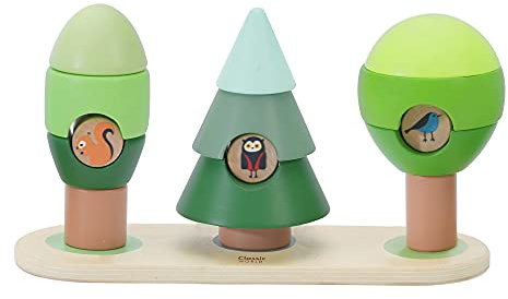 Classic World Steckspiel ab 1 Jahr | Stapelspiel Wald | Stapelturm Baby aus Holz | Sortierspiel für Kinderzimmer | Sortierspiel ab 1 Jahr | Stapelspiel Holz
