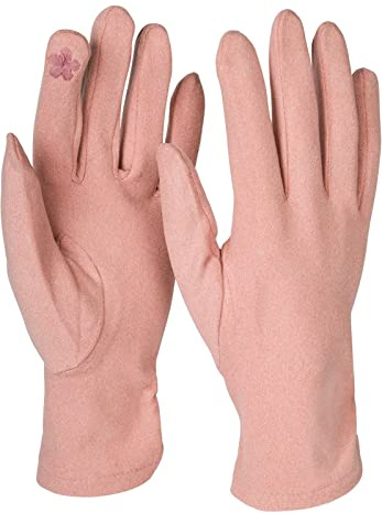 styleBREAKER Damen Touchscreen Handschuhe Stoff Gerafft | Leitfähige Fasern am Zeigefinger für Displays, weiches wärmendes Fleece-Innenfutter, Einheitsgröße 6-8 EU.