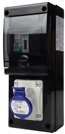 Carré Rouge - Borne de Recharge avec Prise Europe 16A Complète pour Véhicule Électrique, Protections et Compteur, IP65, Fabrication Française - 28 x 11 x 9,5 cm