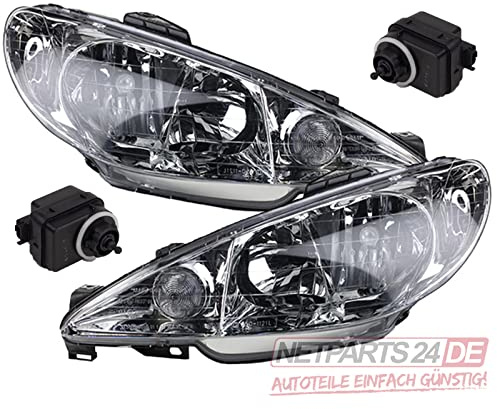 Johns, Scheinwerfer Set Halogen passend für Peugeot 206 ink. Stell Motoren für LWR