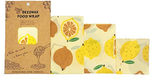 GIMOCOOL Envoltura de Cera de Abeja Reutilizable, Juego de envoltorios Reutilizables para sándwich, Bolsa de Embalaje de Alimentos con patrón de Frutas de Acuarela, Regalo sostenible para Amigos