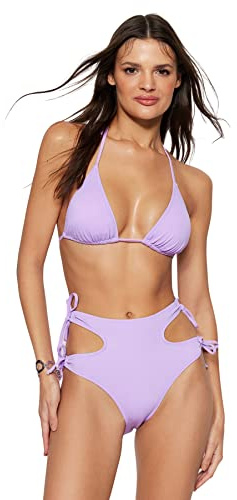 Trendyol Slip Bikini Normale da Donna a Vita Alta Costumi da Bagno, Lilla, 0