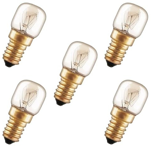 5 x Backofenlampe Glühbirne E14 25W klar Glühlampe T22 Röhre