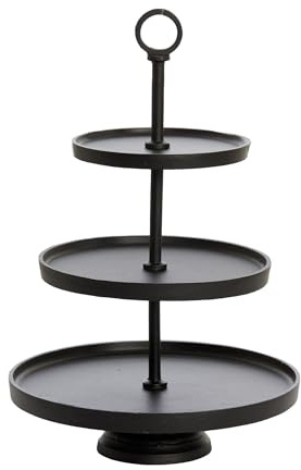 Light & Living Etagere Marozu - Schwarz - 3 Schichten | Rund - Modern - Metall - Servierständer - Servierplatte - Tortenständer/Cupcake Ständer - Servier-Tablett