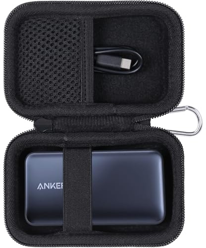 khanka-Funda rígida de Viaje para Cargador Anker 3 en 1 de Carga rápida con Cable USB-C Integrado, batería Externa Anker 533, Cargador portátil de 10000mAh (PD 30W máx. Leistung), Solo Funda (Negro)