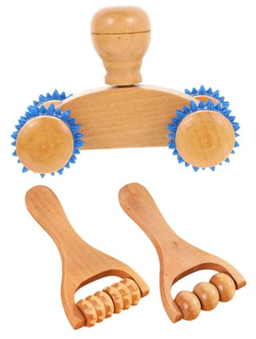 Healvian 3stücke Holz Fußmassagerolle Rückenmassagerolle Beinmassagerolle aus Massagerollen für Ganzkörpermassage Verspannungslinderung für Füße Rücken Beine und Mehr