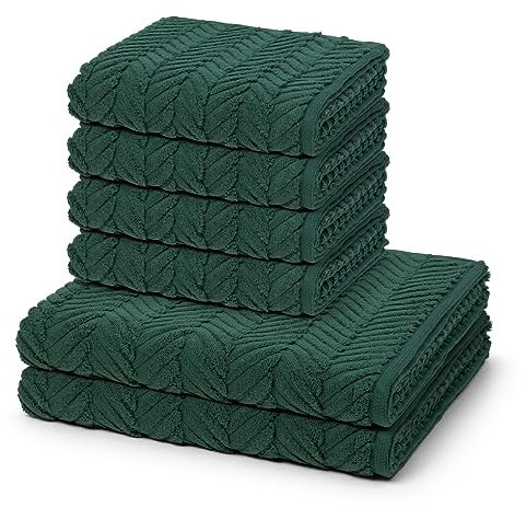 Ross - 6 teiliges Frottier-Set - Sensual Skin - Zopf-Muster (4 X Handtuch 2 X Duschtuch im Set) - 500 g/m2 - Baumwolle - Walkfrottee - saugstark - weich und flauschig - Moosgrün