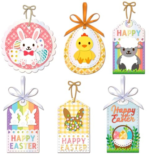 GLOBLELAND Stanzformen „Ostern Tiere Etiketten“ Für Die Kartenherstellung Metall-Osteretikettenrahmen Stanzformen Stanzschablonen Für Scrapbooking Tagebuch Prägung Papier Basteln Dekor