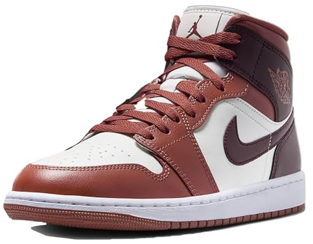 Nike BQ6472-200 Air Jordan 1 Mid Mujer Dusty Peach/Night Maroon-Sail-White EU 37.5