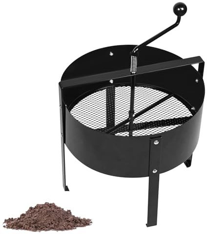 LILIIN Metallisk trädgårdssil handvev kompostsil handvev kompost för delsten, ogräs, kompost – 40 x 45 cm, svart