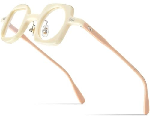 MUTYNE Acetat-Brillengestell, Damen, links, quadratisch, rechts, rund, Brillen, Herren, Brillen, Brillen, milchig weiß, Einheitsgröße