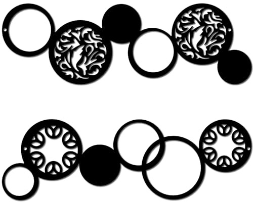CREATCABIN 2Pcs Circle Metal Wall Art Decor Black Ring Hanging Silhouette Round Minimalist Ornament for Modern Farmhouse Home Office Garden Decoration 15.7x5Inch