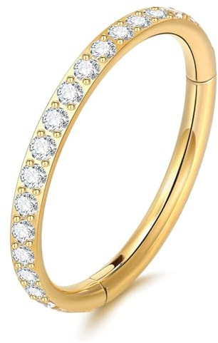HENYQANN Piercing Ring Septum Piercing Nasenring Conch Daith Helix Tragus Knorpel Lippen Piercing Schmuck Würfel Zirkon Gold Silber Rosgold 16G