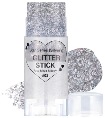 Prreal Paillettes Visage, Gel Paillettes Cheveux Pour Accessoires | Chanteur Concert Paillette Corps Tenues De Halloween Carnaval Festival Rave Pour Les Femmes Maquillage, 02 Silvery