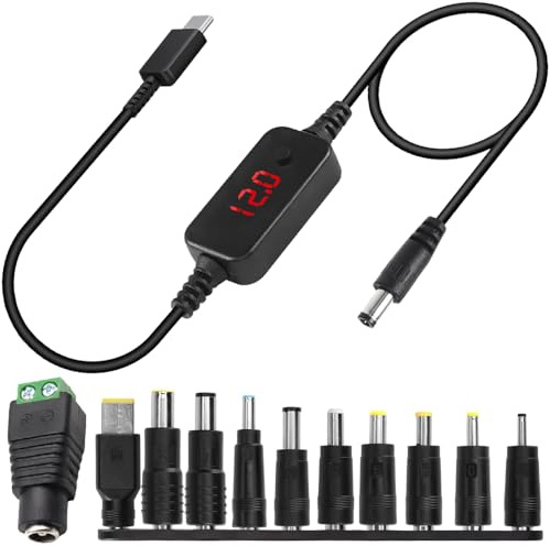Xiatiaosann USB C PD Adapter, Type-C Male to DC Male 5V-20V Voltage Adjustable Cable with DC Plugs for Routers, Notebooks