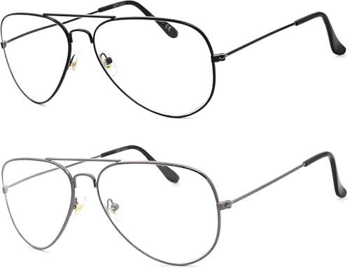 NEW VISION 2 Pack Herr Läsglasögon Retro Pilot Glasögon UV400 Läsglasögon för Män Kvinnor NV8132 Svart+Grå, 3, Dioptri)