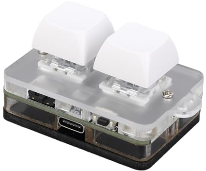 Jectse Mini Teclado Mecánico para Juegos de 2 Teclas, Teclado Macro Programable RGB, Conexión Bluetooth con Cable, Interruptor Azul, Teclados de Intercambio en Caliente