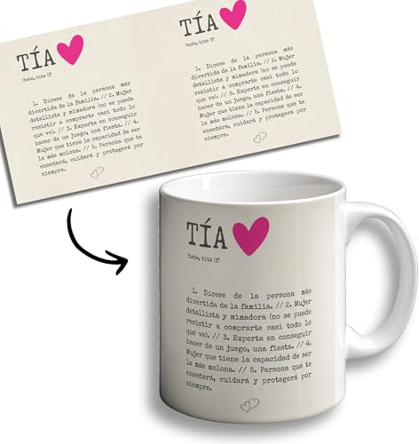 Taza Taza Tía - Mug Cerámica 350ml - Regalo Original - Frases Familia - Café y Té - Desayuno