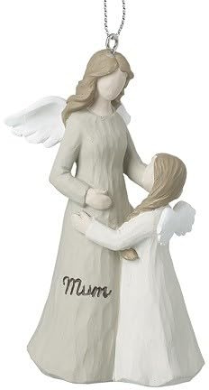 Heaven Sends Decoración colgante de ángel de Navidad para mamá e hija, 5,8 x 4,8 x 10,6 cm, color blanco, decoración de Navidad para el hogar, idea de regalo para Navidad, adornos de Navidad,