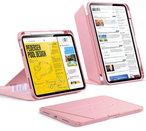 ESR für iPad A16 Hülle, iPad 11./10.(2025/2022) Hülle, Flip-Serie, Rosa | Vertikale Standfunktion, Mehrere Betrachtungswinkel, Ultrastabile Hülle mit Stifthalter