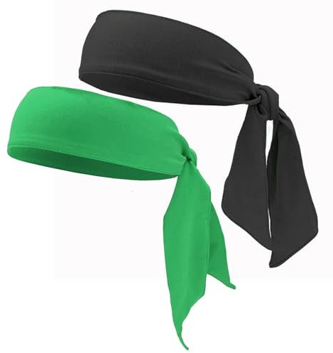 NiceYnn 2 x Stirnband, Uni, elastisches Bandana, verstellbares Sport-Band, Schweißband, rutschfest, Yoga, Ninja, Karate, Haarband, Kopfband, Schal, Wickelarmband für Laufen, Fitness, Workout