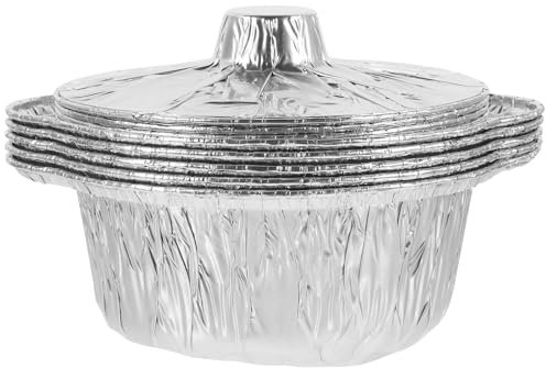 XIUsheUA Vassoio in Alluminio 5pz Teglie da Forno Coperchi Pentole in Alluminio 1000ml Vassoi Profondi Contenitori for Alimenti da Campeggio Arrostire Conservare Cottura