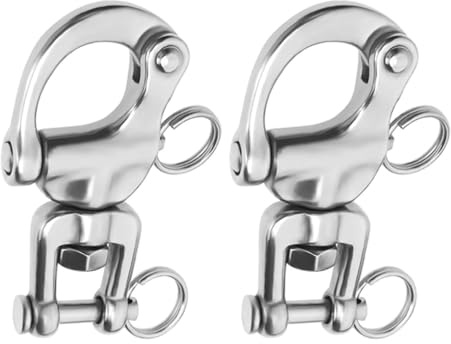 2 Stück Edelstahl Drehgelenk Ankerschäkel, Schnellverschluss Schäkel für Boote, Schnellverschluss Ösenbügel für Segelboot Spinnakerfall 87mm/3.43in