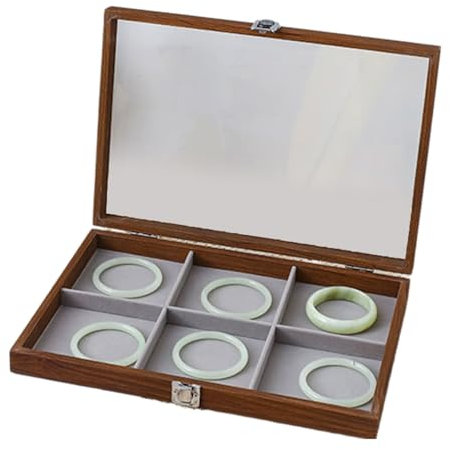 YHAILI Elegante Schmuckschatulle aus Walnussholz mit individuellen Gittern und Deckel für Vintage-Stil-Dekoration