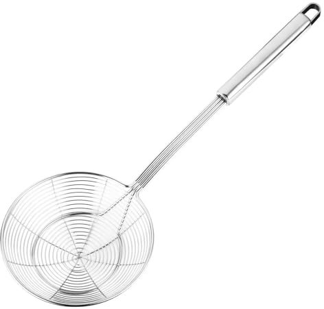 EXKURPOO Espumadera Colador de araña de Acero Inoxidable Macizo, cucharón for cocinar y freír, Utensilios de Cocina, colador de Alambre, Cuchara coladora de Pasta