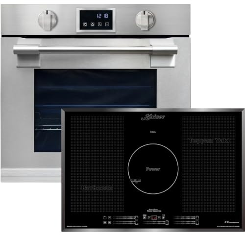 Kaiser EH 6339+KCT 777 FI Backofen-Set Autark Einbaubackofen XXL 86L, mit Pyrolyse & AirFry, Touchdisplay, Drehknebel, Induktions-Kochfeld 77 cm, Barbecue-Funktion,Teppan Yaki Funktion