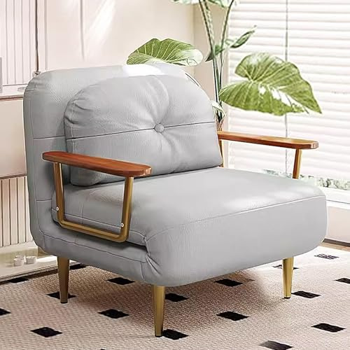 3-i-1 Hopfällbar Sängfåtölj I Konstläder Med 6-Positions Justerbart Ryggstöd, Platsbesparande Gästsäng För Vardagsrum, Sovrum, Kontor(Gray,190 * 68 * 33cm)