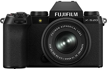 Fujifilm X-S20 Fotocamera Digitale Mirrorless 26MP, KIT XC15-45mmF3.5-5.6, Sensore X-Trans CMOS 4 APS-C, X-Processor 5, IBIS, Filmati 6.2K 30p, Mirino EVF, Schermo LCD 3 Touch vari-angle, Nero