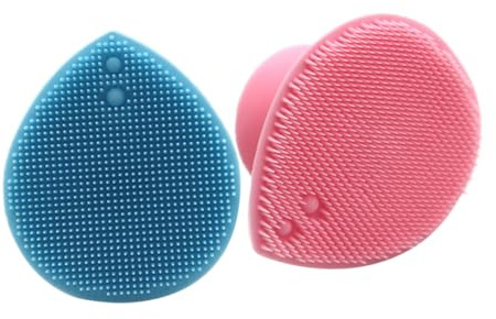 FOMIYES Spazzola per Pulizia Viso Manuale in Silicone 2 Pezzi Setole Morbide per Massaggio Esfoliante del Cuoio Capelluto Adatta a Ragazzo Ragazza
