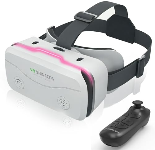 CoCerKet VR Headset for Smartphones with Bluetooth Controller, HD Aspheric Lens | Adjustable Focus & IPD | Universal 4.7-7 inch Phone Compatibility | Heat Dissipation Design