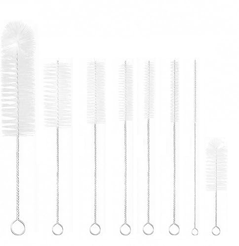 8 Pack Bottle & Straw Brush Set Flexible Long Handle Cleaning Brushes | Reaches hidden crevices, scratch-free surfaces, multi-use for drinkware, sturdy non-shedding, easy to dry & store