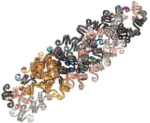 OATIPHO 50 Pièces Lot de Accessoires Dreadlocks Spirales Métalliques Colorés Pinces Réglables pour Tresses et Dreadlocks Bijoux Capillaires Afro Légers et Faciles à Poser