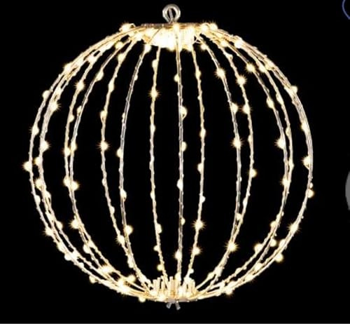 myself 21 SHOP® PALLA LUMINOSA NATALIZIA NATALE A 192 LED BIANCO CALDO DA APPENDERE CON ANIMA IN METALLO MISURA 30 CM CAVO 5 METRI PER ESTERNO ED INTERNO
