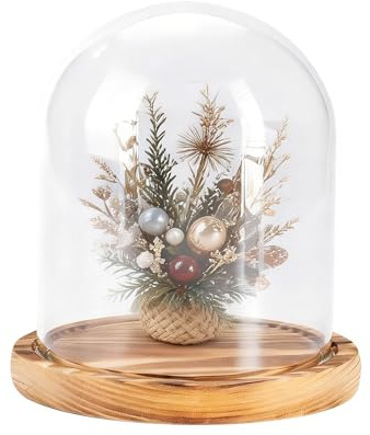 Hanlintk Campana de cristal con base de madera - Campana de cristal transparente para plantas, curiosidades, recuerdos y reliquias, Catedral de exposición victoriana