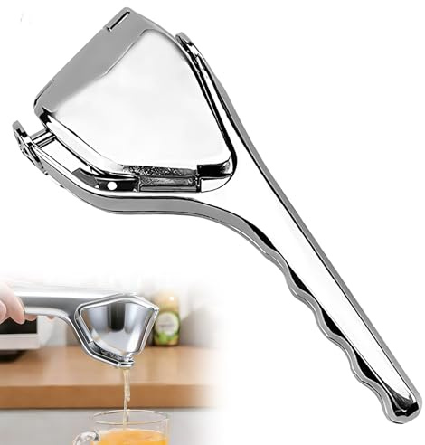 Exprimidor de limón de alta calidad, manual de limón, apto para lavavajillas, exprimidor de cítricos que ahorra espacio, fácil de guardar para naranjas, limones y limas (plata)