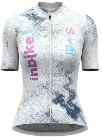 INBIKE Radtrikot Fahrradtrikot Rennradtrikot Damen Sommer Kurzarm Fahrradbekleidung Frauen mit 3 Taschen Atmungsaktiv Schnelltrocknend Fahrradsport Blau L