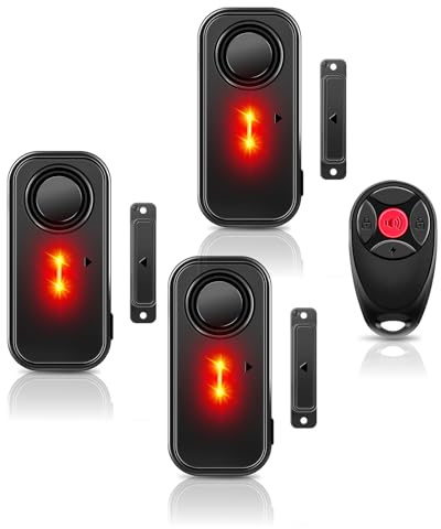 NineLeaf Türalarm, Türalarm mit Fernbedienung, Fensteralarm,2-in-1 Alarm/Türgong,4-stufiger Lautstärkeregler,60m Reichweite,Alarmanlage mit Sirene für Pool,Haus,Geschäft,Garage -3Sensor 1Fernbedienung