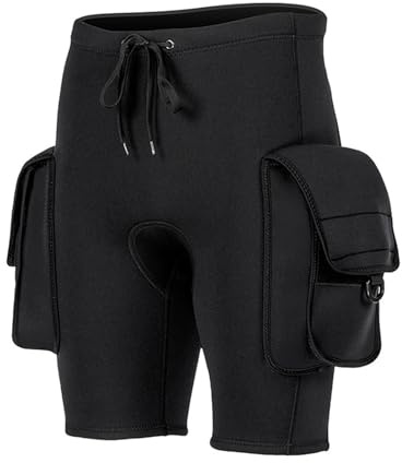 CHICIRIS Pantalones Cortos de Buceo de Neopreno de 3 Mm para Hombres, Pantalones Térmicos de Traje de Buceo con Bolsillos Utilitarios y Cintura Ajustable, para Esnórquel, Natación, Surf, (L)