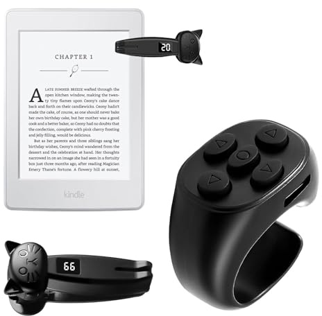 Bluetooth Seitenwender für Kindle, Fingerring Fernbedienung für iPhone Android Handy Tablet, Katzenform Auto Klicker Page Turner fürs Lesen, Selfie Shutter Kamera Auslöser